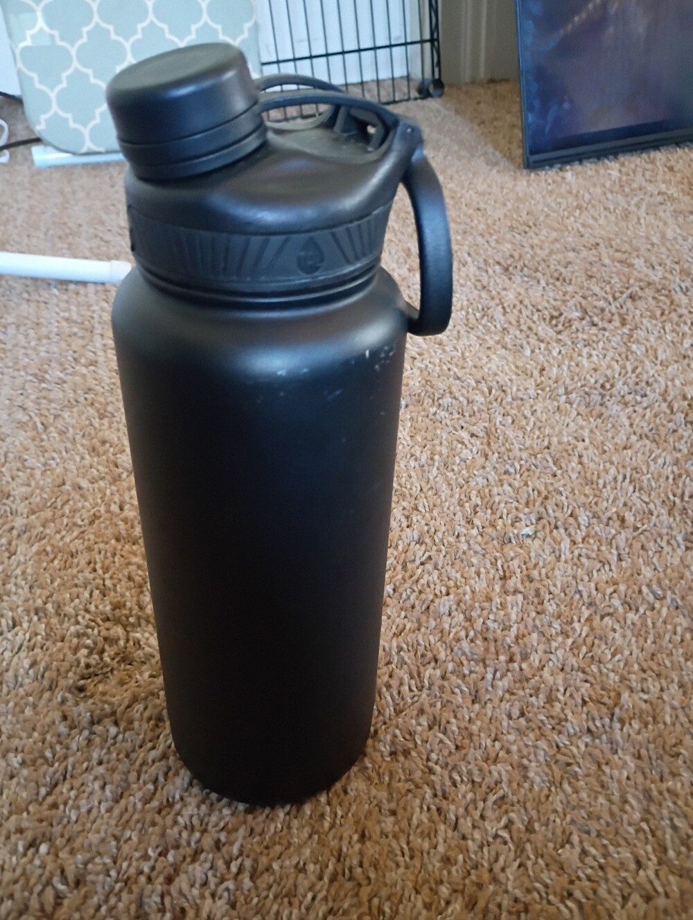 Matte Black Insulated Bottle with Carry Handle